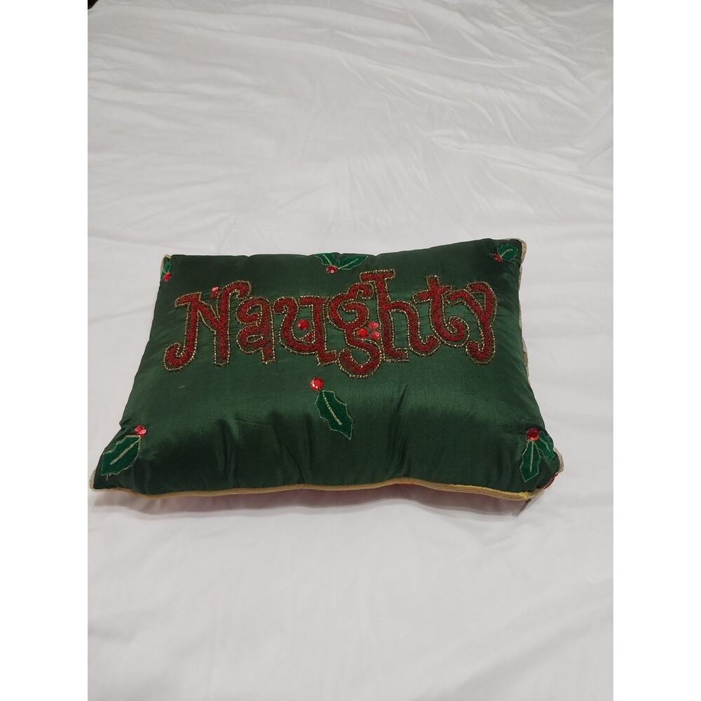 Pier One Christmas Naughty / Nice Throw Pillow Size 18x11